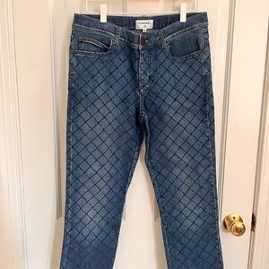 CHANEL Blue Checkered Jeans